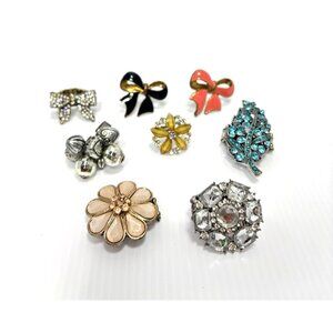 Vintage Costume Ring Lot Stretchy Elastic Adjustable Metal Bows Flowers As Is
